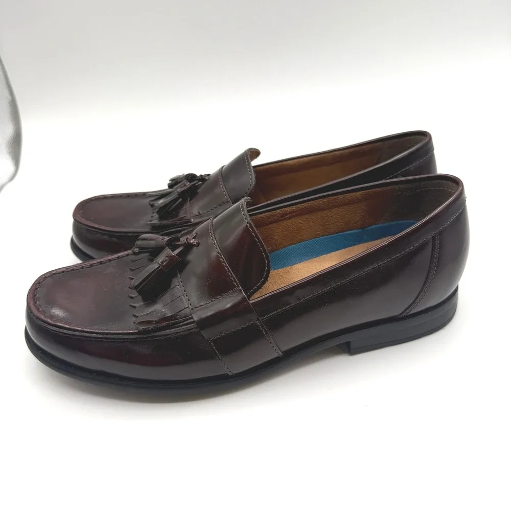 Nunn‎ Bush Loafers Mens 8.5M Burgundy Tassel Kiltie Comfort Gel Dress Shoes